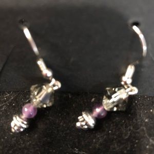 Handcrafted crystal and stone dangling earrings…nickle free and hypoallergenic.